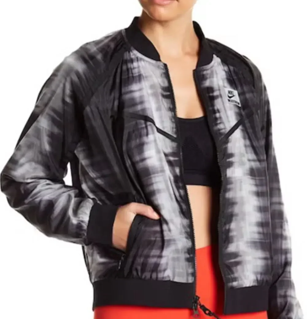 Nike Women's Small Bomber Jacket Black Gray Full Zip